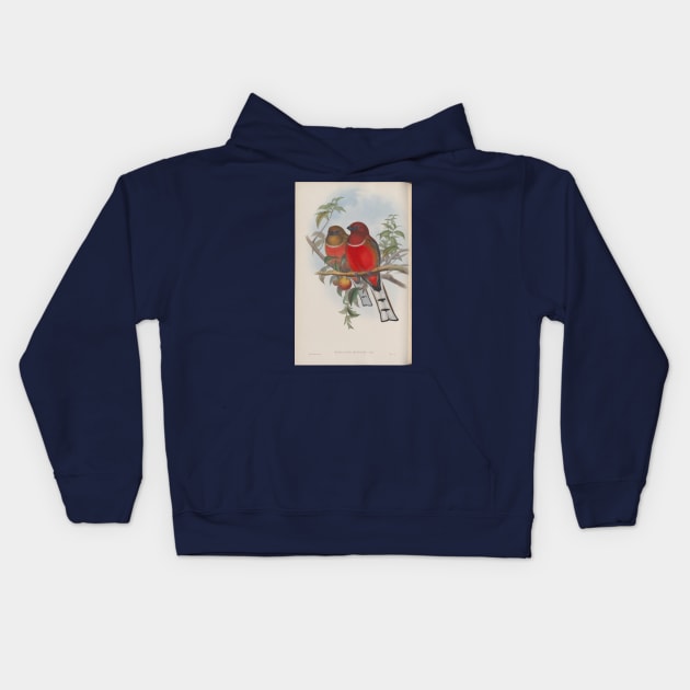 Two Red Birds Kids Hoodie by pocketlama